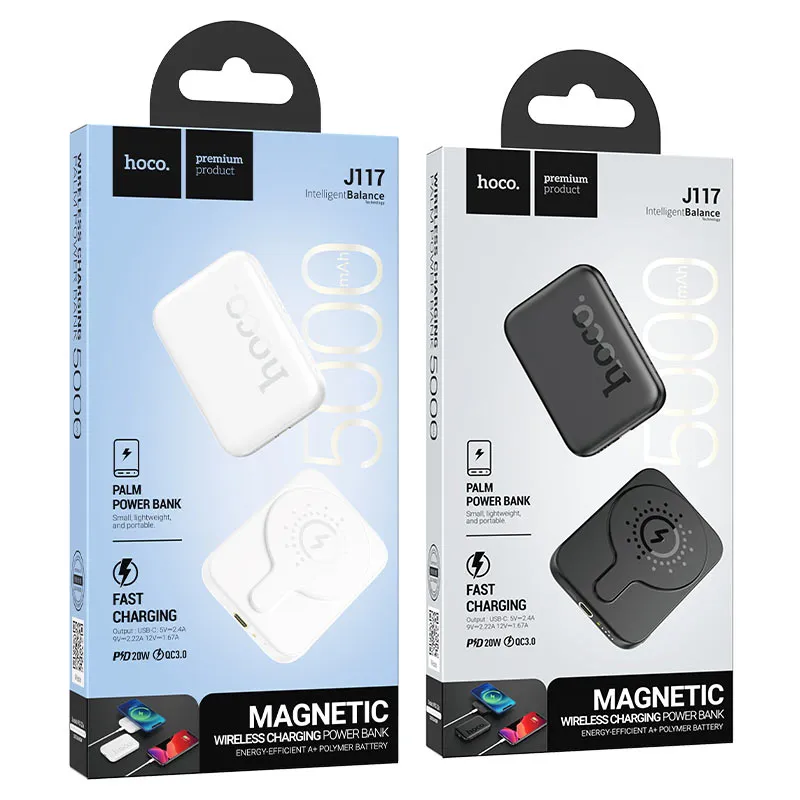 Hoco J117 Esteem 5000mAh – Batterie Externe Magnétique Sans Fil | Power Bank Hoco Algérie