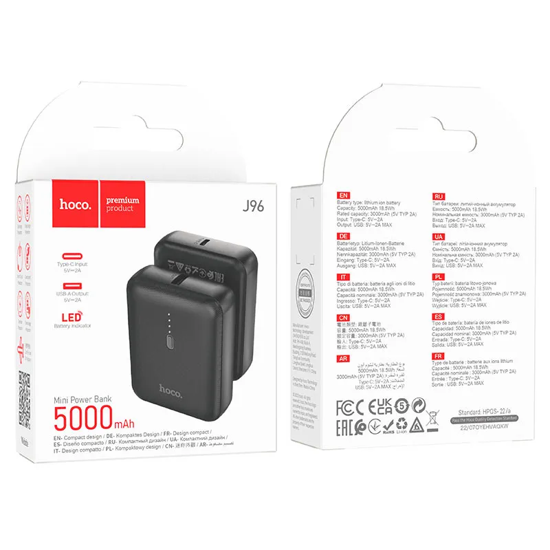 Hoco J96 Strider 5000mAh – Mini Batterie Externe Compacte et Portable | Zorando Algérie